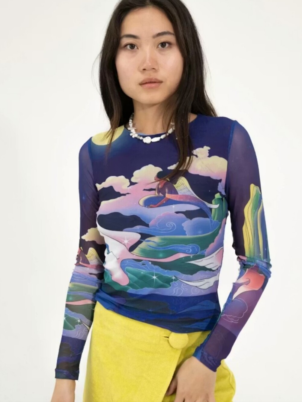 FIND ME NOW MESH FANTASY LANDSCAPE ABSTRACT FAIRYCORE TOP